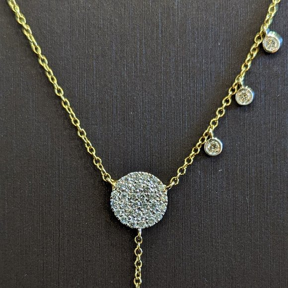 Meira T Teardrop Diamond Pave Lariat Necklace in 14 Karat Gold - Picture 5 of 7
